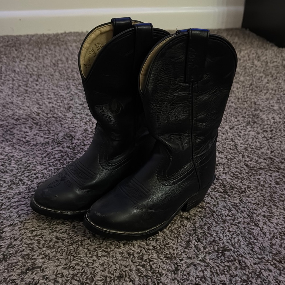 Classic Black Western Kids Cowboy Boots